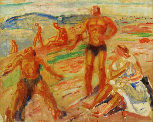 Pessoas tomando banho de sol em uma baía (Edvard Munch) - Reprodução com Qualidade Museu