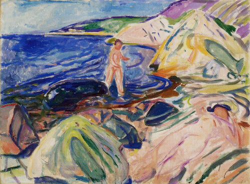 Tomando banho de sol (Edvard Munch) - Reprodução com Qualidade Museu