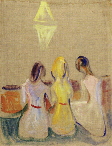 Três Mulheres Jovens Sentadas (Edvard Munch) - Reprodução com Qualidade Museu