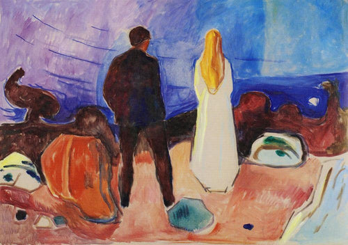 Dois Seres Humanos - Os Solitários (Edvard Munch) - Reprodução com Qualidade Museu