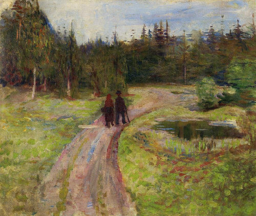 Duas pessoas a caminho da floresta (Edvard Munch) - Reprodução com Qualidade Museu