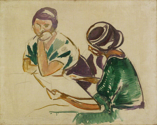 Duas mulheres na mesa (Edvard Munch) - Reprodução com Qualidade Museu