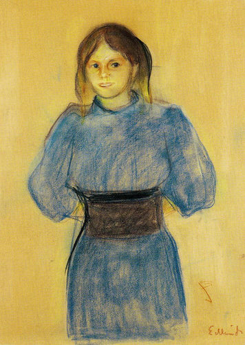 Mulher jovem de azul (Edvard Munch) - Reprodução com Qualidade Museu