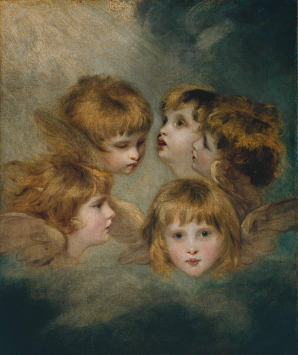 Um retrato de criança em diferentes vistas - cabeças de anjos
