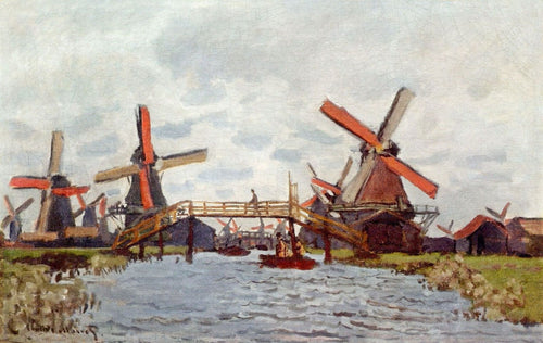 Moinhos de vento perto de Zaandam (Claude Monet) - Reprodução com Qualidade Museu