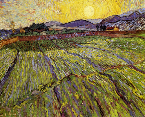 Campo Fechado com Sol Nascente (Vincent Van Gogh) - Reprodução com Qualidade Museu