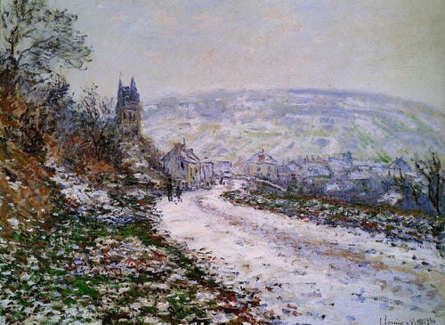 Entrando na vila de Vetheuil no inverno (Claude Monet) - Reprodução com Qualidade Museu