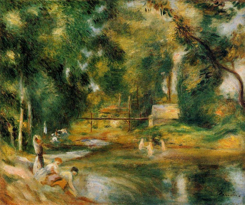 Lavadeira de paisagens Essoyes e banhistas (Pierre-Auguste Renoir) - Reprodução com Qualidade Museu