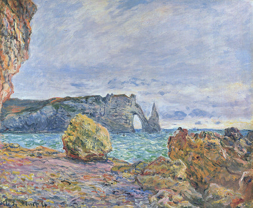 Etretat The Beach e Porte Daval (Claude Monet) - Reprodução com Qualidade Museu