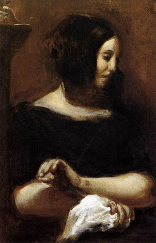 Retrato de George Sand (Eugene Delacroix) - Reprodução com Qualidade Museu