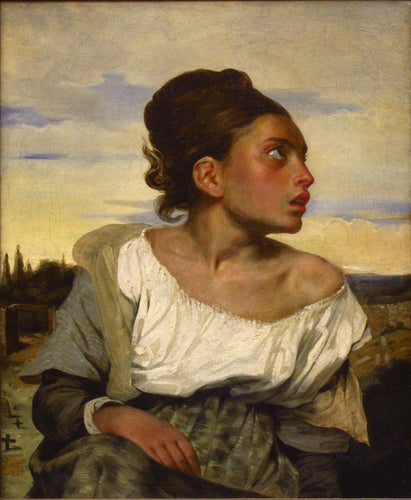 Garota órfã no cemitério (Eugene Delacroix) - Reprodução com Qualidade Museu