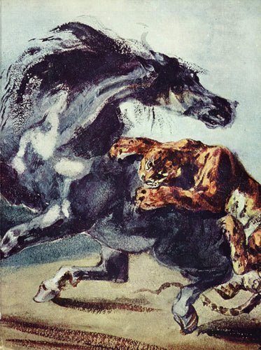 Tigre ataca um cavalo (Eugene Delacroix) - Reprodução com Qualidade Museu