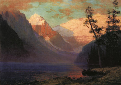 Brilho da noite, Lago Louise (Albert Bierstadt) - Reprodução com Qualidade Museu