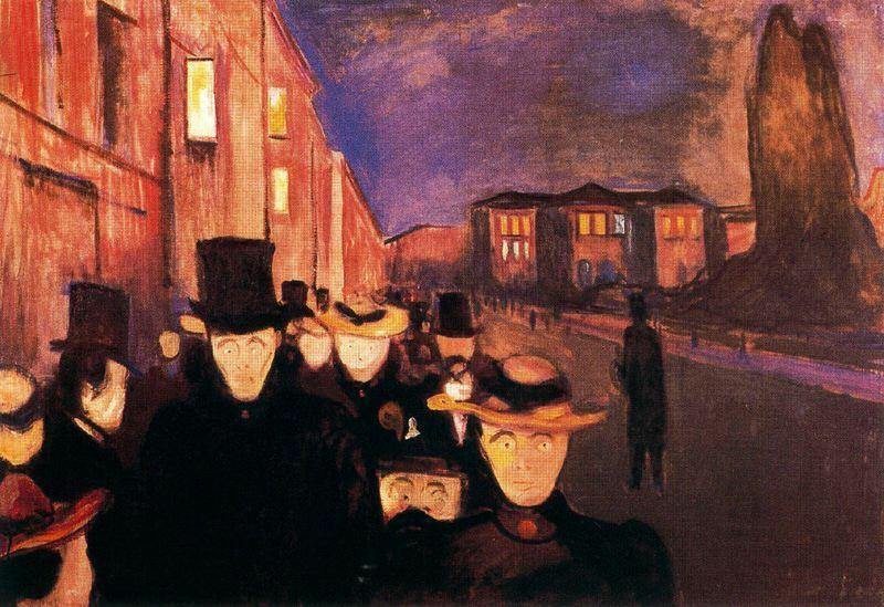Noite na rua Karl Johan (Edvard Munch) - Reprodução com Qualidade Museu