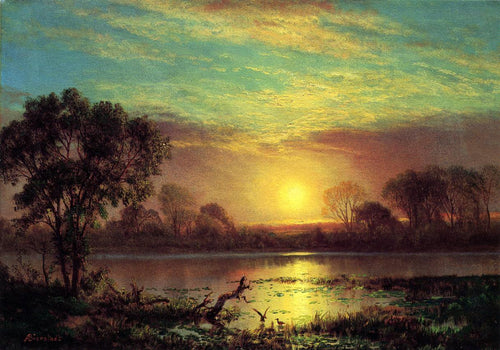Noite, Owens Lake, Califórnia (Albert Bierstadt) - Reprodução com Qualidade Museu