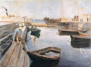 Chegada do Barco do Correio - Chega o Barco a Vapor (Edvard Munch) - Reprodução com Qualidade Museu