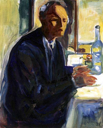 Auto-retrato na mesa de casamento (Edvard Munch) - Reprodução com Qualidade Museu