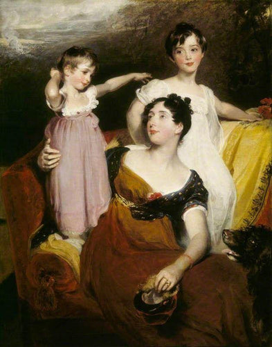 Lydia Elizabeth Hoare, Lady Acland, com seus dois filhos