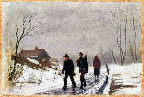 Pessoas na estrada na neve molhada (Edvard Munch) - Reprodução com Qualidade Museu