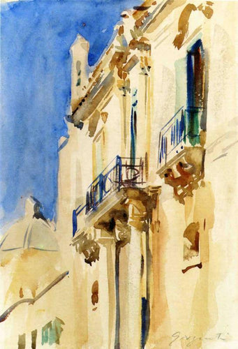 Fachada de A Palazzo, Girgente, Sicília (John Singer Sargent) - Reprodução com Qualidade Museu