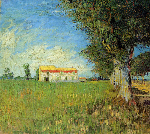 Quinta em um campo de trigo (Vincent Van Gogh) - Reprodução com Qualidade Museu