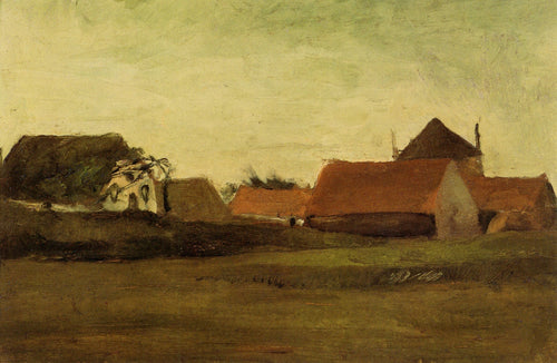 Casas de fazenda em Loosduinen, perto de Haia, no crepúsculo (Vincent Van Gogh) - Reprodução com Qualidade Museu