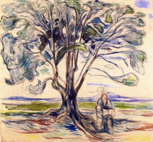Velho sentado sob uma árvore (Edvard Munch) - Reprodução com Qualidade Museu