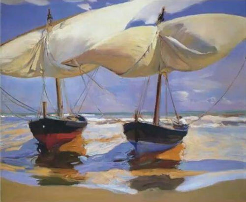 Barcos encalhados, Valência (Joaquin Sorolla) - Reprodução com Qualidade Museu