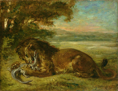 Leão e Jacaré (Eugene Delacroix) - Reprodução com Qualidade Museu
