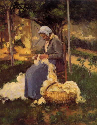Lã de cardagem camponesa feminina (Camille Pissarro) - Reprodução com Qualidade Museu