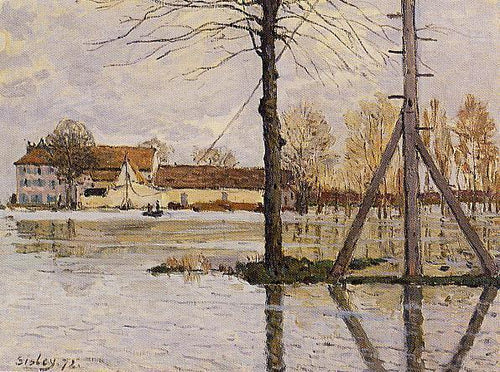 Balsa para Lle De La Loge, Flood (Alfred Sisley) - Reprodução com Qualidade Museu