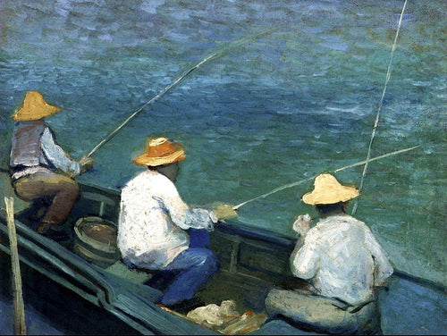 Três pescadores em um barco (Gustave Caillebotte) - Reprodução com Qualidade Museu