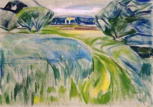 Paisagem com campos verdes (Edvard Munch) - Reprodução com Qualidade Museu