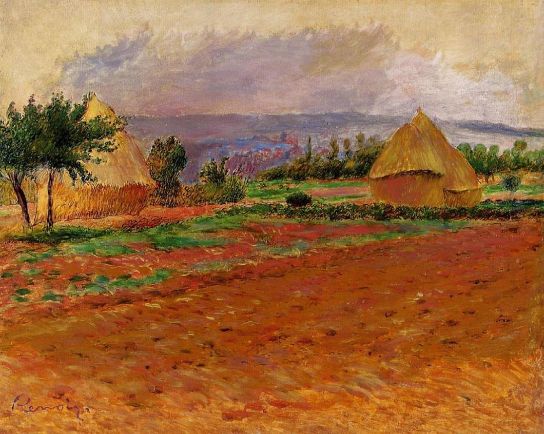 Campo e palheiros (Pierre-Auguste Renoir) - Reprodução com Qualidade Museu