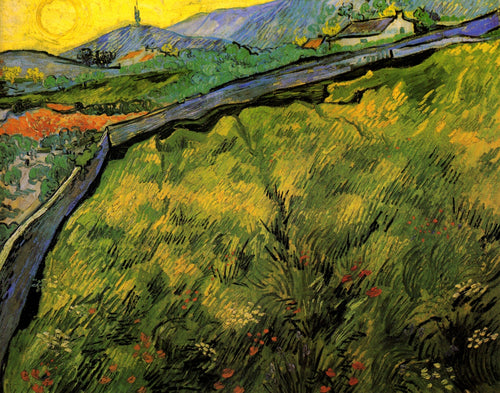 Campo de trigo de primavera ao nascer do sol (Vincent Van Gogh) - Reprodução com Qualidade Museu