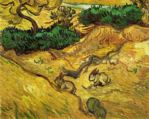 Campo com dois coelhos (Vincent Van Gogh) - Reprodução com Qualidade Museu