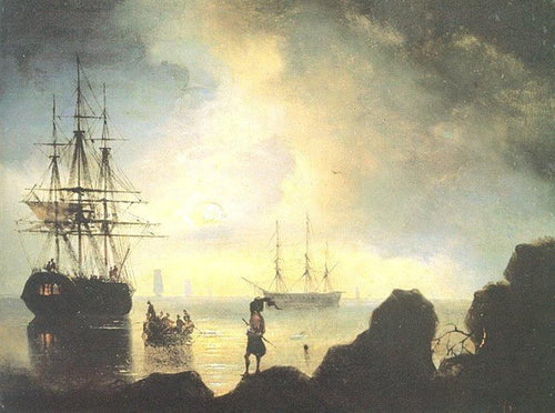Pescadores na costa (Ivan Aivazovsky) - Reprodução com Qualidade Museu