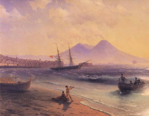 Pescadores retornando perto de Nápoles (Ivan Aivazovsky) - Reprodução com Qualidade Museu