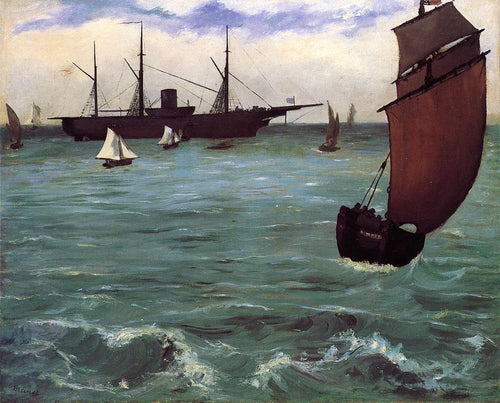 Barco de pesca chegando antes do vento (Edouard Manet) - Reprodução com Qualidade Museu