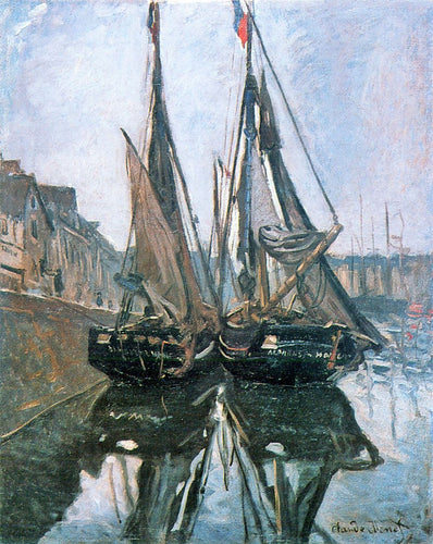 Barcos pesqueiros em Honfleur (Claude Monet) - Reprodução com Qualidade Museu