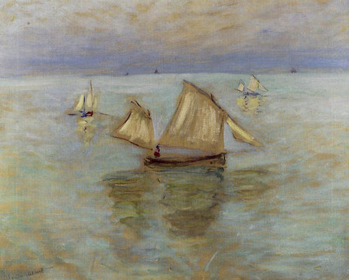 Barcos pesqueiros em Pourville (Claude Monet) - Reprodução com Qualidade Museu