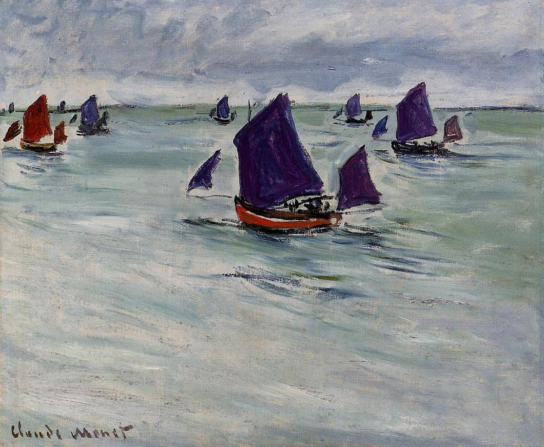 Barcos de pesca em Pourville (Claude Monet) - Reprodução com Qualidade Museu