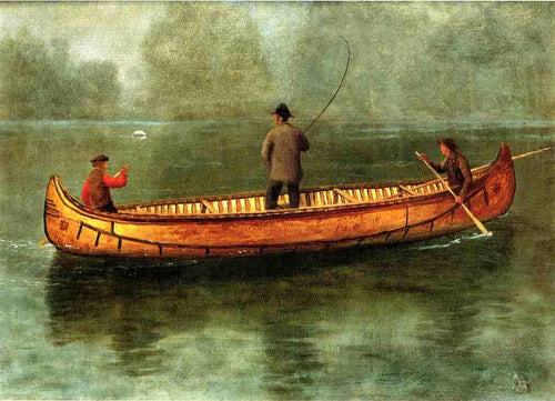 Pesca de canoa (Albert Bierstadt) - Reprodução com Qualidade Museu