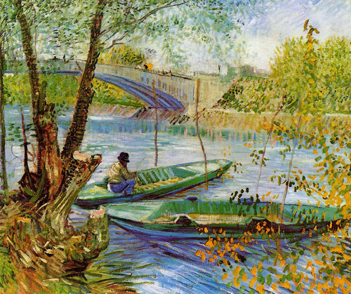 Pesca na primavera (Vincent Van Gogh) - Reprodução com Qualidade Museu