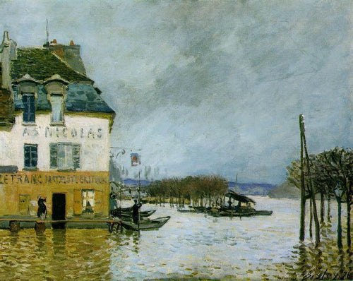 Inundação em Port Marly (Alfred Sisley) - Reprodução com Qualidade Museu