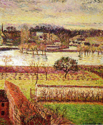 Inundação, Efeito Crepúsculo, Eragny (Camille Pissarro) - Reprodução com Qualidade Museu