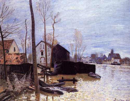 Inundações em Moret (Alfred Sisley) - Reprodução com Qualidade Museu