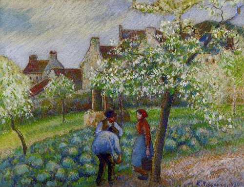 Árvores de ameixa floridas (Camille Pissarro) - Reprodução com Qualidade Museu