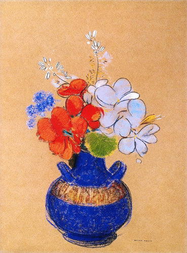 Flores em um vaso azul (Odilon Redon) - Reprodução com Qualidade Museu
