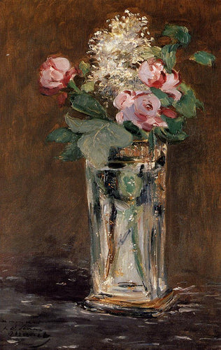 Flores em um vaso de cristal (Edouard Manet) - Reprodução com Qualidade Museu